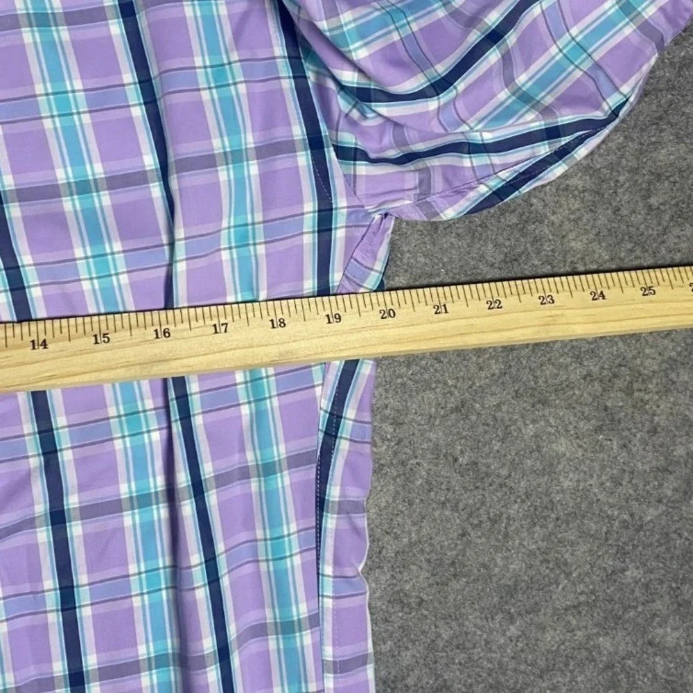 Peter Millar Men's Plaid Button Down Shirt Small Purple Aqua Blue Seaside Finish